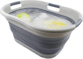 SAMMART 40L (10.5 gallons) Collapsible Plastic Laundry Washing Tub - Foldable Pop Up Laundry Basket/Hamper - Portable Washing Tub - Pop Up Saving (Grey/Dark Grey)
