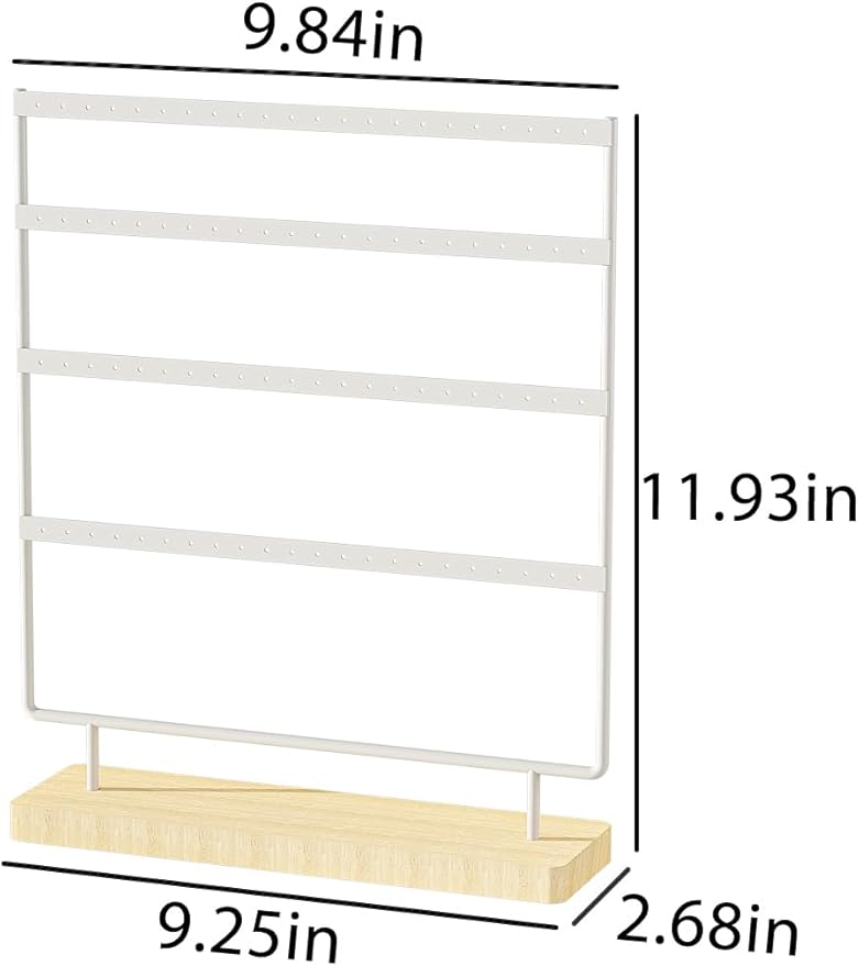Earring Holder Organizer,Pierced Large Earrings Display Stand For Selling,Small Stud Earring Organizer Rack,Hoop Earring Storage Hanger Tree (White, 4 tier)