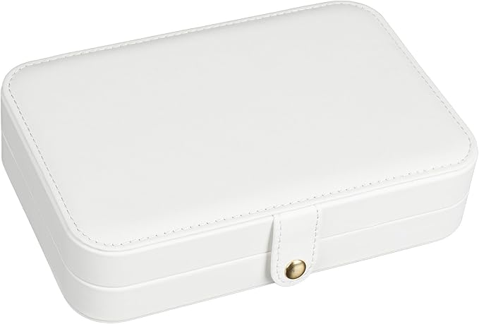 Small Jewelry Box, Travel Jewelry Case Portable Jewelry Boxes for Women, 2-Layer Mini Jewelry Travel Organizer, Gift for Women Girls,White D