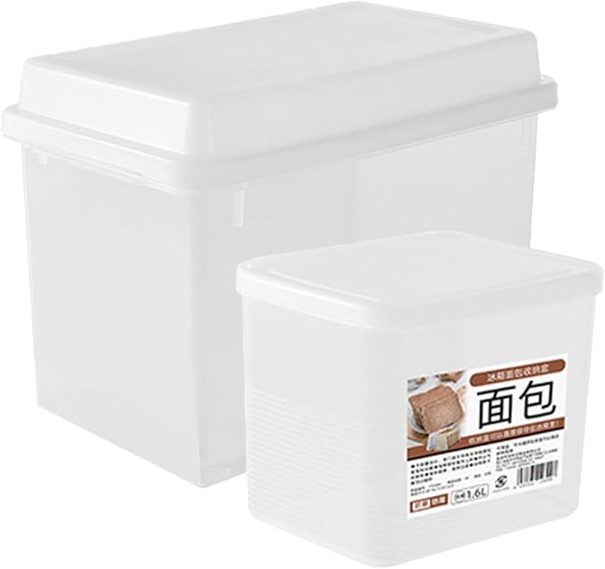 2pcs Transparent Bread Storage Box with Lid Countertop Bread Bin for Kitchen and Cheese Holder Smooth Rounded Edges Food Storage Organizer