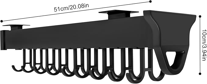 mignonnememe Pull-out Storage Rack Wall-mounted Slide Out Cabinet Shelf Hanging Pots and Pans Rack Multi-functional Home Organizer 20.08”x 3.94” Black
