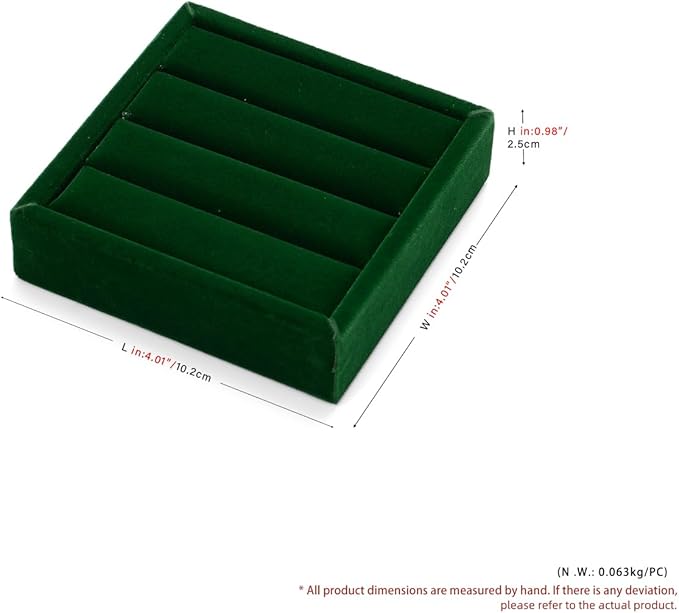 Oirlv 3 Slots Velvet Small Ring Organizer Earrings Trays Showcase Display Storage Insert Holder for Jewelry Box, Drawer, Dresser(Green,S)