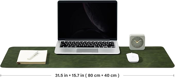 Distressed Leather Desk Mat - Non-Slip PU Desk Pad for Office and Home - Desk Organization and Accessories - Ideal for Large Mouse Pad and Desk Mats on Top of Desks(Forest Green,31.5"x 15.7")