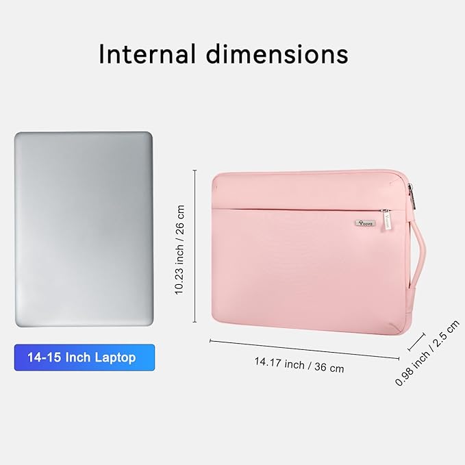 Voova Laptop Sleeve Case 14 15 Inch for Women, 360° Protective Waterproof Slim Computer Bag Cover Compatible with MacBook Air 15 M2/M3/M4 2024-2025, MacBook Pro 14/15, Hp Chromebook 14, Pink