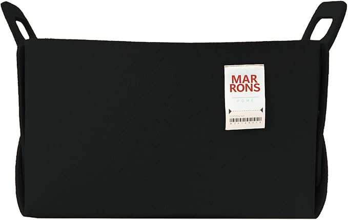 Collapsible Felt BLACK Storage Bin Large 14.6"x9.4"x9.4" – Foldable Basket with Handles for Closet, Laundry Room Organization, Toy Storage, Decorative Storage Bins for Shelves, Nursery Storage
