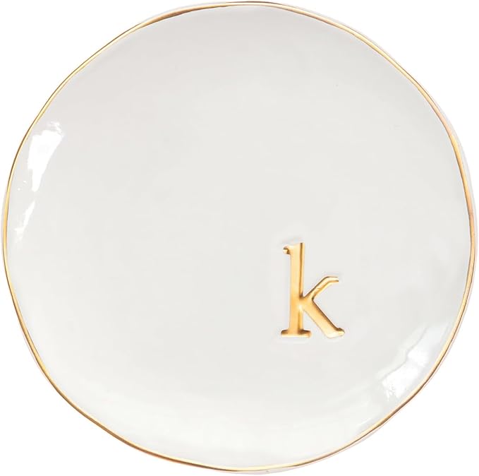 COLLECTIVE HOME - Ceramic Jewelry Tray, Decorative Trinket Dish for Rings Earrings Necklaces Bracelet Watch Keys, Birthday Mother's Day Christmas Gift for Women, 4.75", Glossy (k)
