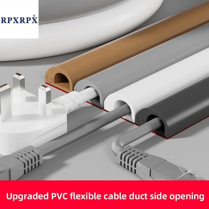 RPXRPXSide Open One Cord Cable Raceway Wire Cover for Cords, Our Cable Track is Best Suited for one Wire (Diameter <0.27"),Wire Raceway Management Cable Concealer Channel (White, 39in)