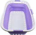 SAMMART 44L (11.62 gallon) Collapsible Plastic Laundry Basket - Foldable Pop Up Storage Container/Organizer - Portable Washing Tub - Space Saving Hamper/Basket (1, White/Lt. Purple)