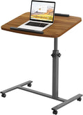 Laptop Lap Desk, Mobile Adjustable Overbed Bedside Table with Wheels, Portable Standing Bed Desk, Rolling lapdesk Lap desks for Adults with Casters& Mouse Pad
