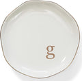 HOME SMILE Initials Ring Dish Jewery Tray with Personalized G-Monogrammed Engagement Wedding Gifts for Friends,Sister,Birthday Christmas Gifts for Women,Ceramic White