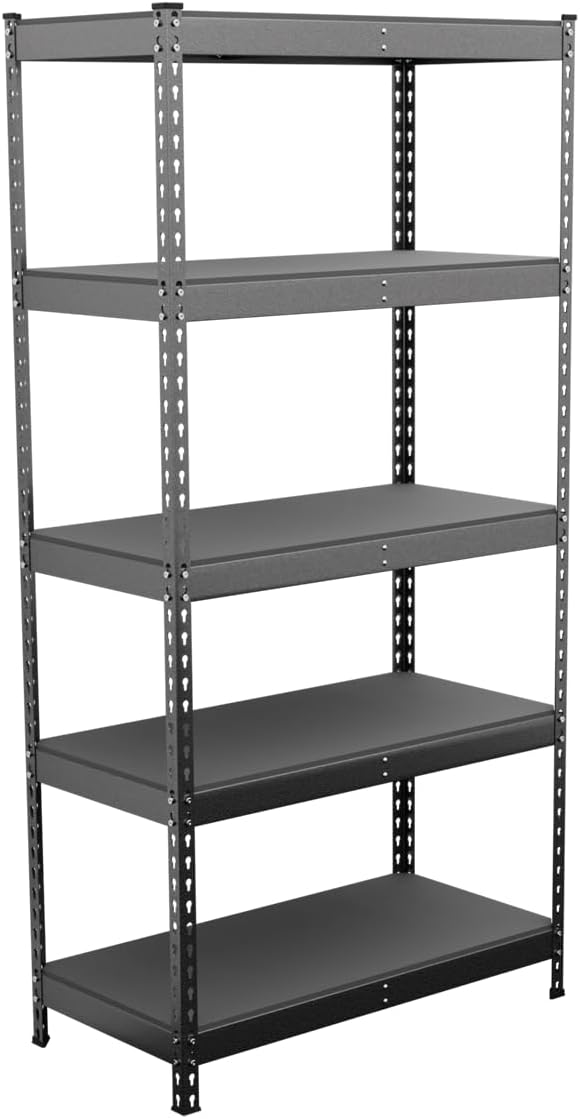 SafeRacks Modular Garage Shelving - 5 Tier Storage Shelves, Tall Metal Rack Shelves for Storage, Heavy Duty Steel Shelf Organizer for Garage, Or Kitchen Pantry (Hammertone, 18 x 36 x 72)
