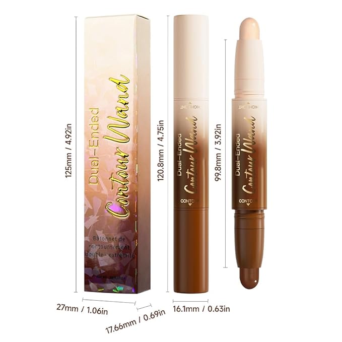 evpct Nude & Light Beige Cream Contour Stick Face Body Makeup Dual Ended, no Transfer Waterproof 2 in 1 Cream Concealer Stick Contouring Makeup, Nose Contour Bronzer Sticks Face Highlighter Make up