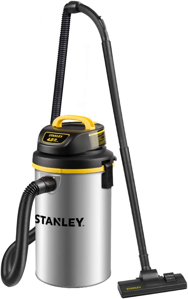 STANLEY Wet/Dry Vacuum SL18133，4.5 Gallon 4 Horsepower Wall-Mounted Hanging Vacuum with 26 Cleaning Range Stainless Steel Tank, Home/Garage/Upholster/Laundry Rooms Vacuum