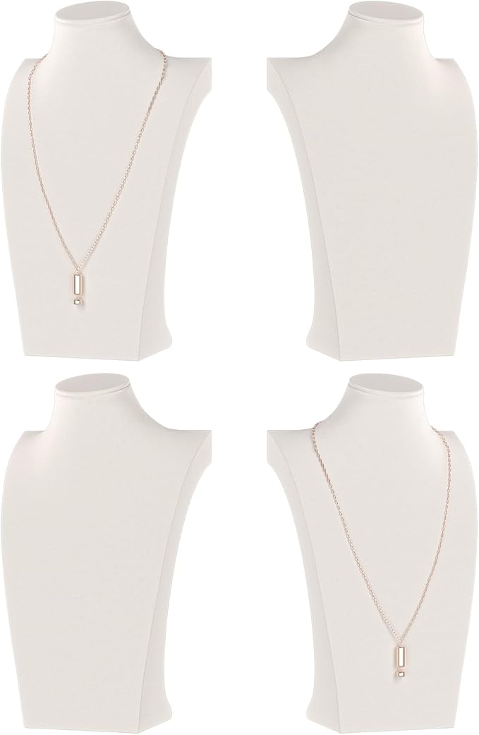 Necklace Bust Display Stand, Necklace Holder, Pendant Chain Necklace Organizer for Women (Beige Velvet, S 4PCS)