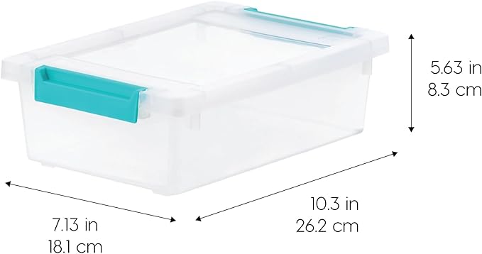 IRIS USA 2 Qt. Small Plastic Storage Bins with Lids, 6 Pack, Clip Box Containers for Craft Storage, Organizing Tote Sensory Bins for Home, Office & Art Supplies, Stackable, Clear