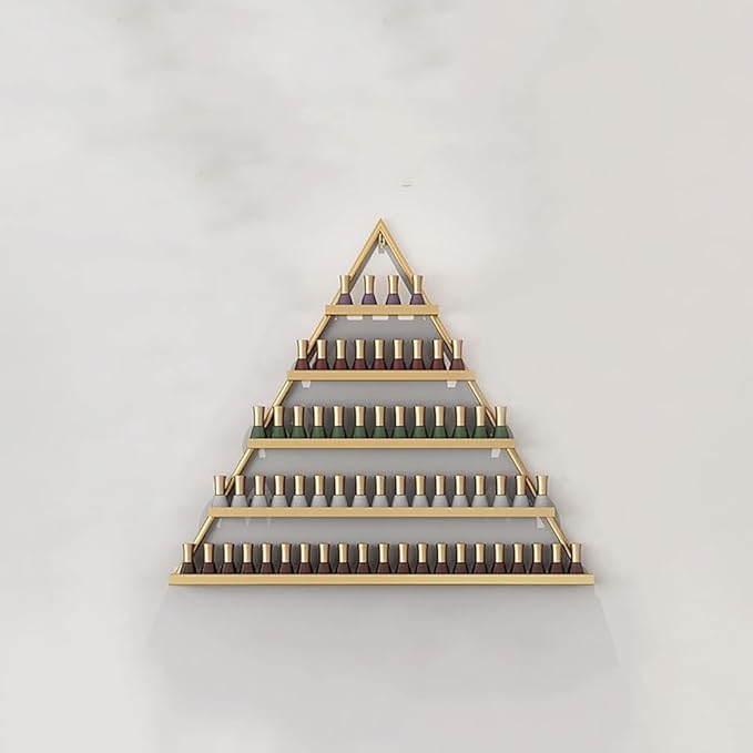 Wall Mounted Shelf Nail Polish Bottle Display Rack, Triangular Essential Oil Perfume Storage Rack, Multifunctional Hanging Salon/Beauty/Nail Shop Organizer Perfume Holder(Size:1,Color:Gold)