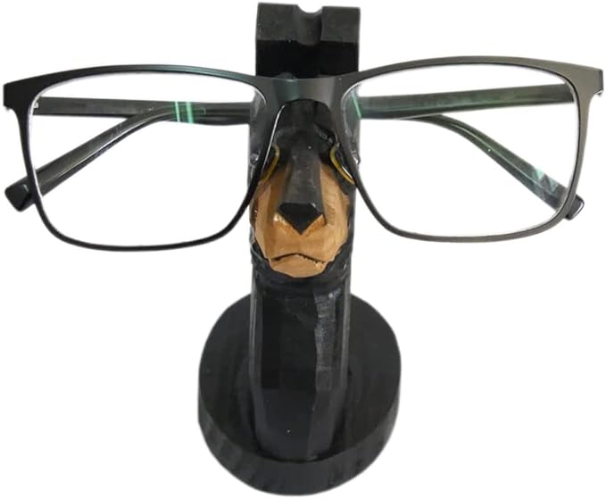 Red Dollar Handmade Wood Carved Animal Eyeglass Holder, Cute Sunglasses Display Stand, Nightstand Home Office Desk Decor, Christmas Holiday New Year Business Gift for Men Women Adults