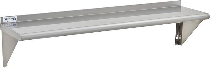 Commercial Wall Shelf - 255 lb. Weight Capacity, 48" W x 12" D, NSF Solid, Stainless Steel (29N-013)