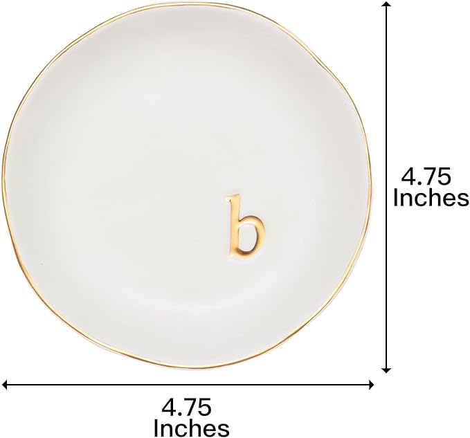 COLLECTIVE HOME - Ceramic Jewelry Tray, Decorative Trinket Dish for Rings Earrings Necklaces Bracelet Watch Keys, Birthday Mother's Day Christmas Gift for Women, 4.75", White Surface (B)