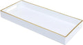 White Bathroom Vanity Tray for Countertop, Small Plastic Toilet Tank Versatile Storage & Organization Tray for Makeup, Perfume, Desk, Kitchen, Candles, 13.7"x6"x1.4", 35W
