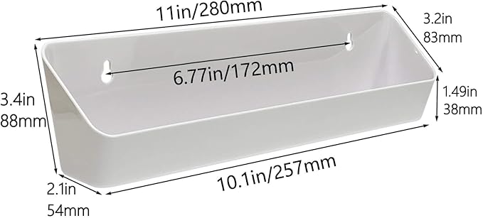 Bueyfolt 11" Kitchen Sink Front Tip-Out Accessory Trays with Mounting Screws, White, 2 Pack (Conventional Open Tray and Accessory Tray with Ring Holder and Soap Dish) Hinges are Not Included