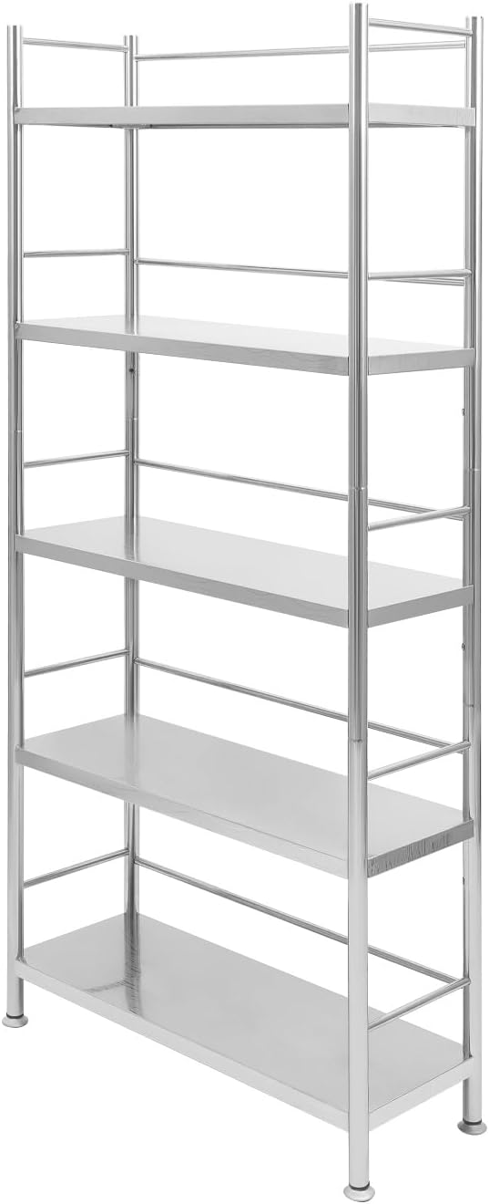 5-Tier Adjustable Rack Storage,28" L x 10" W x 63" H Stainless Steel Shelving Organizer,Heave Duty Shelf Storage Unit Up to 22lb Each Shelf for Kitchen&Garage