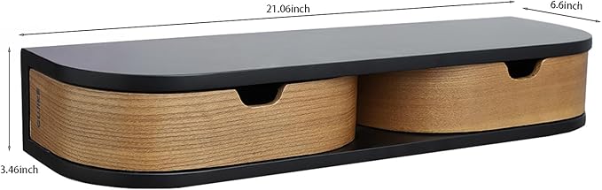 Floating Nightstand, Wall Mounted Bedside Shelf, Handmade Bedroom Furniture,21 Inch Bedside Table, Nightstand with Drawer (Black, Double Drawers)