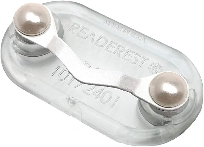 Readerest magnetic eyeglass holder, name tag, magnet badge holder, sunglasses holder, eye glass holder from Shark Tank, Made in USA (White w/Pearl), Gifts for Mom and Dad