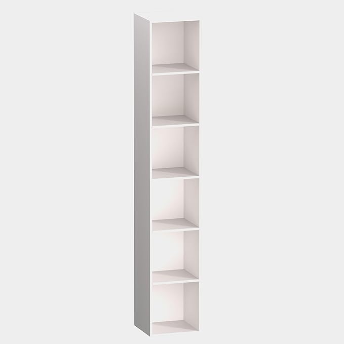 6 Cube Storage Organizer, 6 Tier Vertical Cube Bookcase Freestanding Storage Display Organizer for Home Office, Six Cubes Open Shelf Bookshelf (White, 6 Cube)