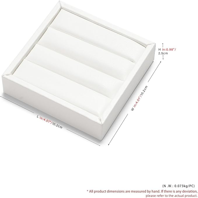 Oirlv 3 Slots PU Leather Small Ring Organizer Earrings Trays Showcase Display Storage Insert Holder for Jewelry Box, Drawer, Dresser(White,S)