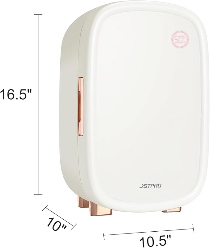 Skincare Fridge 12 Liter, Beauty Fridge for Comestic storage 10°C/50°F + Intelligent Constant Temperature Control Mini Refrigerator, White Compact Cosmetics Refrigerator for Makeup Lipstick