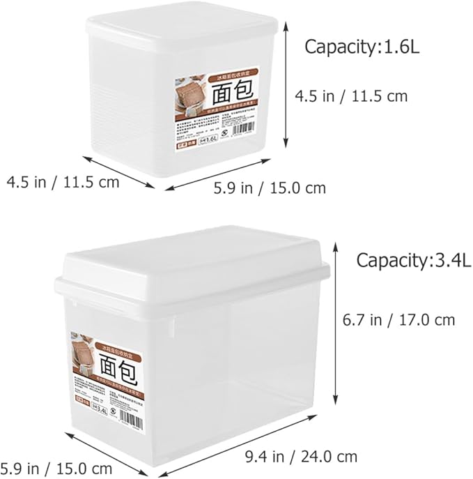 BESPORTBLE 2pcs Transparent Bread Storage Box with Lid for Kitchen Countertop Household Bread Bin Organizer Cheese Snacks Pantry and Bakery Use