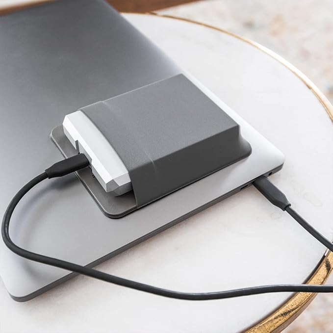 Slipdrive - Portable Hard Drive Sleeve for Laptop - HDD Hard Disk Drive - Reusable Adhesive - 5.5” x 4.5” Stick on External Hard Drive Carrying Case - Travel Pocket Pouch (Large, Gray)
