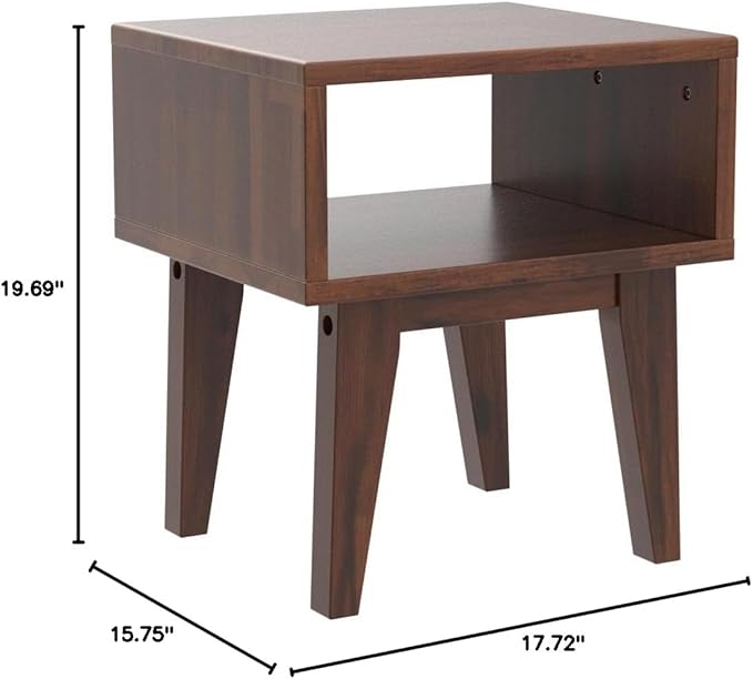 Acacia Serena Nightstand/End Table Solid Wood Bed Side Table for Bedroom Living Room College Dorm (Chocolate)