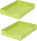 Letter-Size Tray, 2PCS A4 Plastic Stackable Paper Tray, Desk Drawer Organizer for Office, School, Home Storage, and Storage Containers for Christmas Ornaments, Gift Wrap (2X Green)
