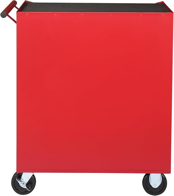 Metal Rolling Tool Box Organizer | Lockable Tool Chest with Wheels | Toolbox with 4 Sliding Drawers | Tool Storage Box Organizer for Garage Home Workshop & Tool Room | Red