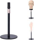 Adjustable Wig Head Stand – Matte Black Metal, 11" to 17.5" Height, Works with Foam or Canvas Heads, Nail Practice Hand & More. Sturdy Non-Slip Base, Easy to Set Up (Frosted Black)