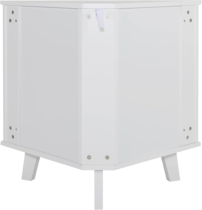 Scurrty 32'' Corner Shelf Stand, Small Corner Table Sideboard Cabinet with 2 Doors and 2-Tier Shelves, Free-Standing Storage Organizer for Living Room, Dining Room & Bathroom (White)