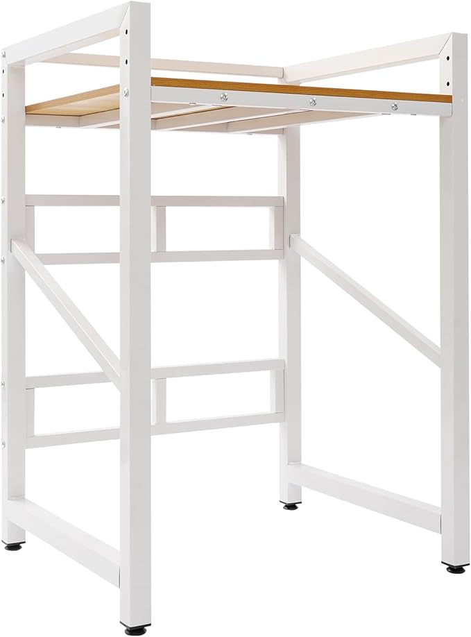 Washer Dryer Stacking Rack Stand, Heavy Duty Washing Machine Shelf with Adjustable Design, Load Capacity 660 lbs, Washer&Dryer Storage Shelf for Kitchens, Bathrooms, Laundry Rooms (White+Yellow)