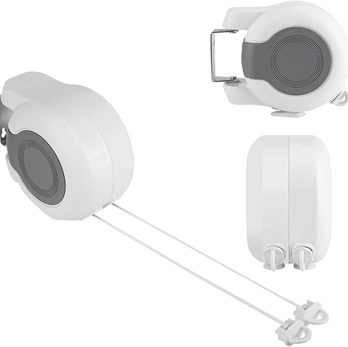 Durable Wall Mounted Retractable Clothes Line Washing Line Indoor Outdoor Double Drying Tool for Balconies and Small Gardens ABSPVC Black