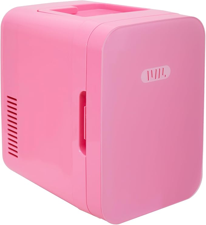 JOYSTAR 10 Liter/12 Cans Mini Fridge for Bedroom, Office, Dorm & Car, Portable Small Refrigerator for Skincare, Makeup, Beverage, Drinks, Thermoelectric Cooler & Warmer, Glass Door, Pink