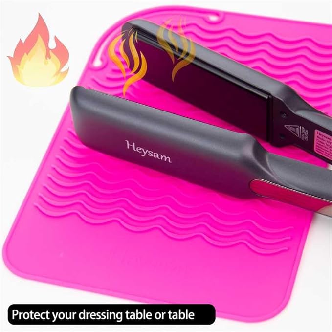 Heysam Heat Resistant Silicone Mat for Hair Styling Tools, 9.0 x 6.5 inches, 450°F Protection, Multiple Colors