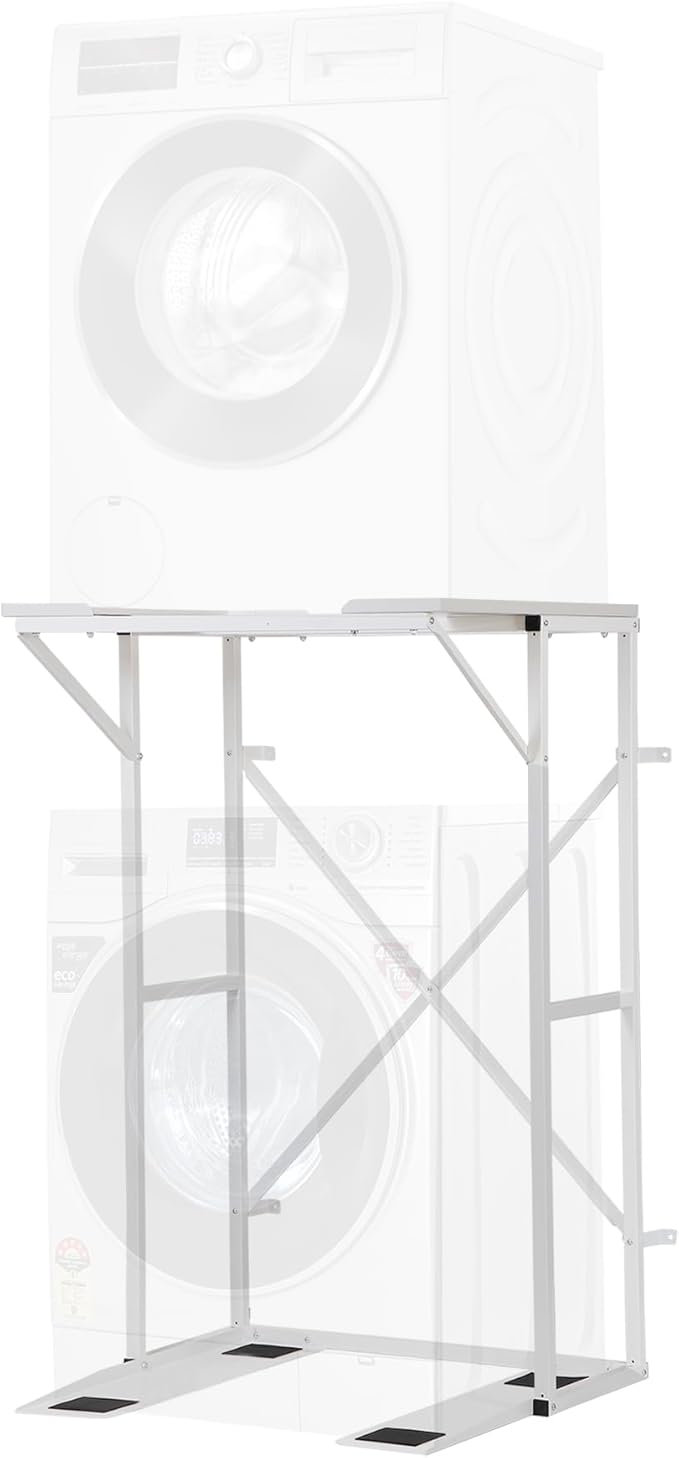 Universal Washer Dryer Stacking Rack Stand Heavy-Duty Carbon Steel, Premium Washer Dryer Stand Compatible with Most Brands and Models