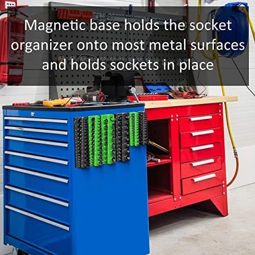 Olsa Tools Magnetic Socket Holder | 3/8-inch Drive | Metric | Black | Holds 30 Sockets | Professional Quality Tools Organizer