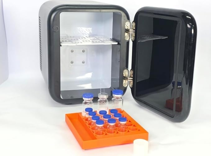 Vial Holder for Refrigerator Use | Home Vial Organizer Tray for Peptide– 5"x5"x0.75", Lightweight (8g) (Orange)
