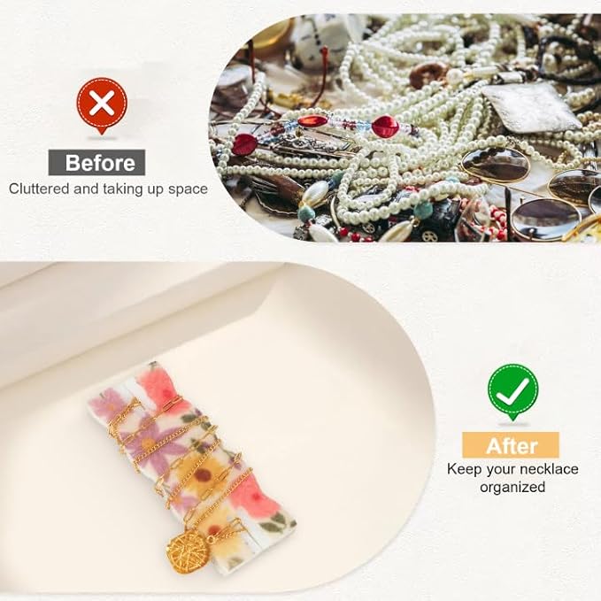 10 Pack Portable Tangle-Free Jewelry Organizer, Travel Necklace Storage Case for Chains, Pendants & Bracelets, Jewelry Containers with Card Holder, Anti-Tangle Jewelry Roll Alternative (Flowers)