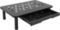 Desk Computer Riser, Monitor Stand Riser with Drawer, 3 Height Adjustable, Metal Laptop Stand, Computer Storage Shelf for PC, Desktop, Laptop, Printer, 20KG Bearing (Black)