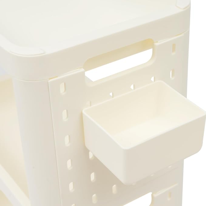 PERFERATE 3 Tier Slim Rolling Storage Cart Rolling Utility Cart with Wheels Multifunctional Storage Organizer Laundry, Kitchen, Bathroom Organizer Narrow Space Shelving Unit, Modern