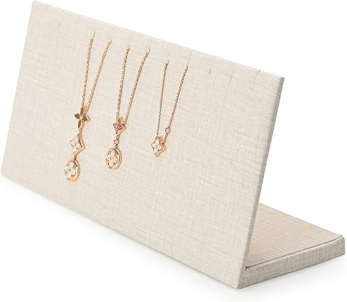 Leather Necklace Display Stand Necklace Bracelet Display Holder Stand with Hooks For Jewelry Storage Display (White)
