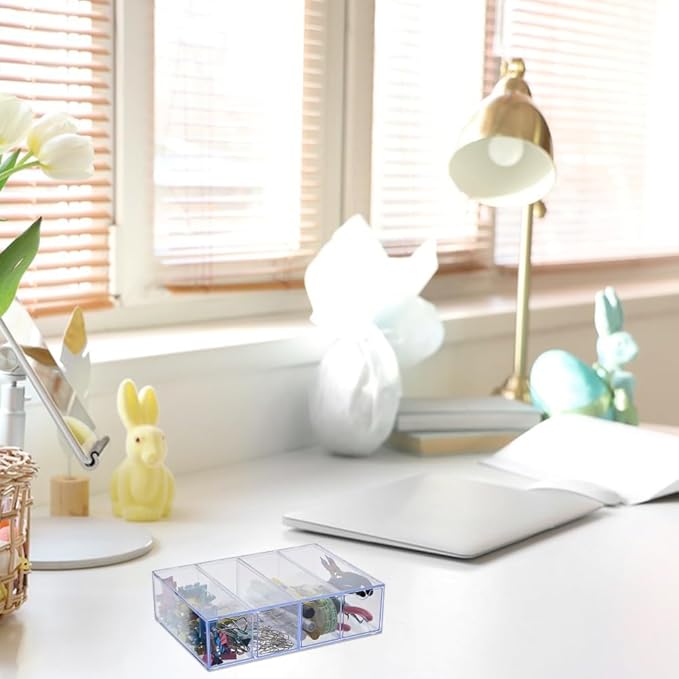 DICOSMETIC 2Pcs Small Acrylic Desk Organizer Drawers Stackable Desktop Storage Box Clear Stationery Supplies Organizer with 8Pcs Removable Drawer for Makeup Office Supplies Storage